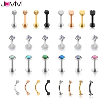 

Jovivi 28pcs 16G Stainless Steel Opal Cubic Zirconia Matte Ball Nose Studs Lip Cartilage Helix Tragus Body Piercing Jewelry