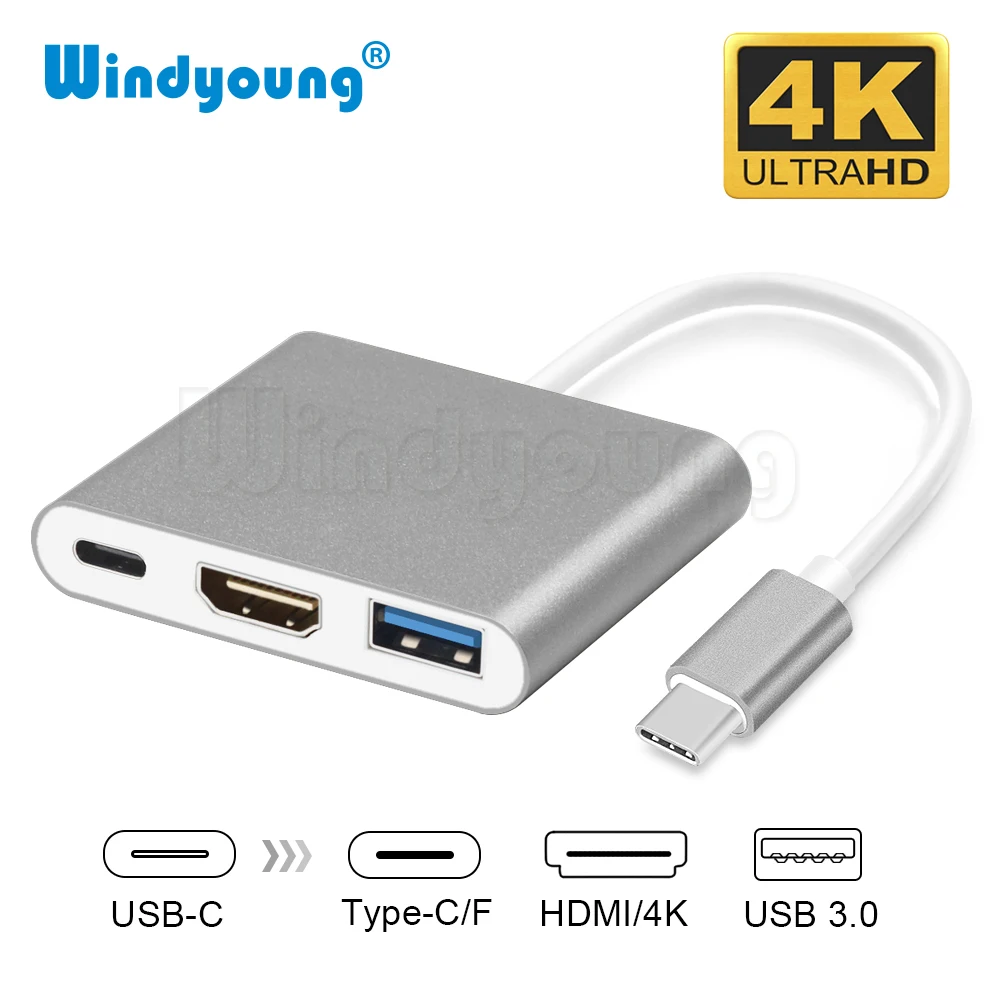 USB C концентратор к HDMI адаптер для Macbook Pro Thunderbolt 3 концентратор USB Type C к USB 3,0 порт HDMI 4K с USB-C питания