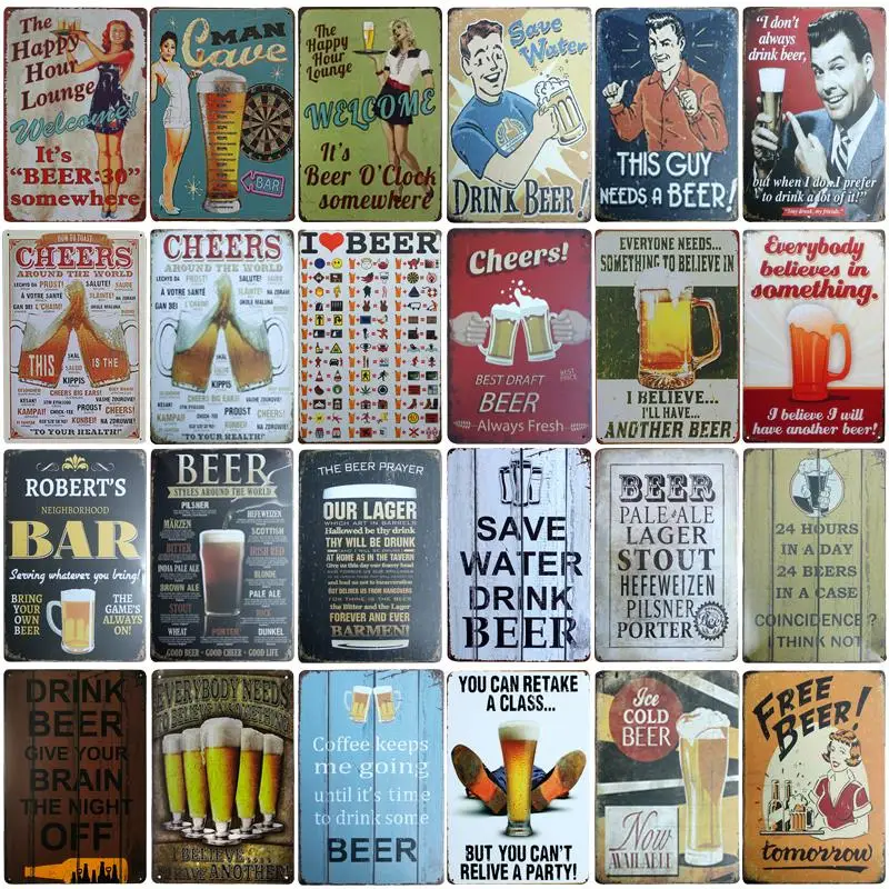 

[SQ-DGLZ] Beer Bar Metal Sign Bar Wall Decor Vintage Metal Crafts Home Decor Painting Plaques Art Poster