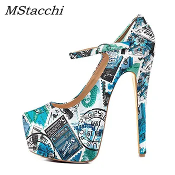 

MStacchi 2019 Spring Autumn High Heels 16cm Platform Sexy Stilettos Party Shoes Ladies Serpentine Large High Quality Shoes Woman