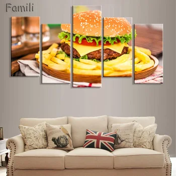 

Modern Home Decor Canvas Pictures HD Printed Kitchen Poster 5Pcs/set Foods Painting Living Kitchen Wall Art PENGDA