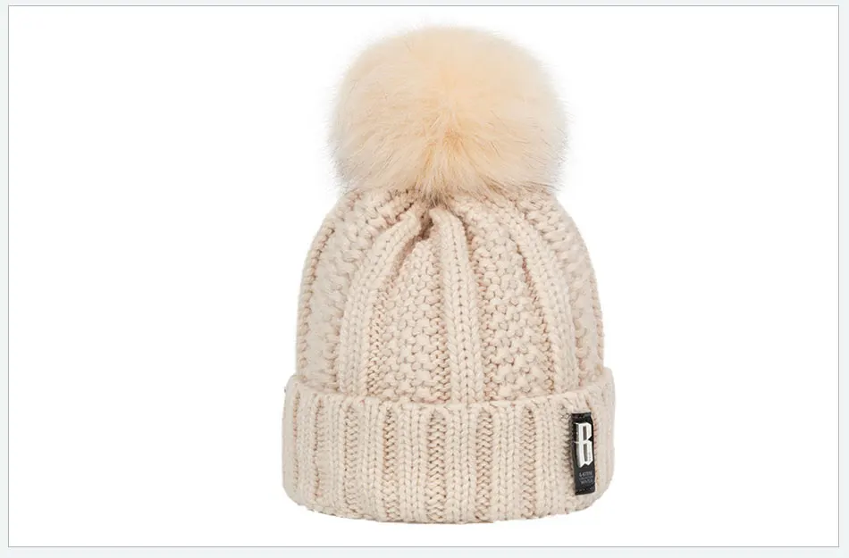 Женская зимняя шапка, хлопок, Вязанная, модная, зимняя, теплая, Шапка-бини, регулируемый капюшон, мягкий помпон, шапка для спорта на открытом воздухе