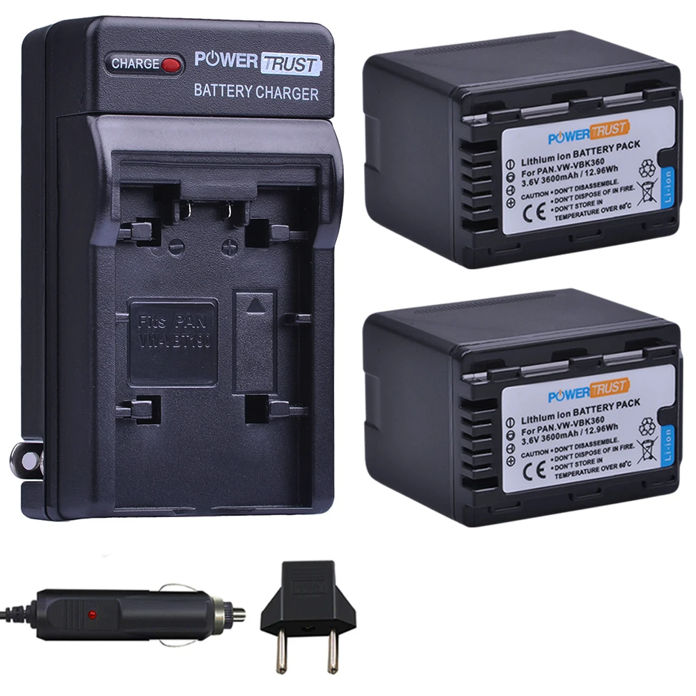 2x 3600mAh VW VBK360 VW VBK360 VBK360 Battery and Charger for Panasonic