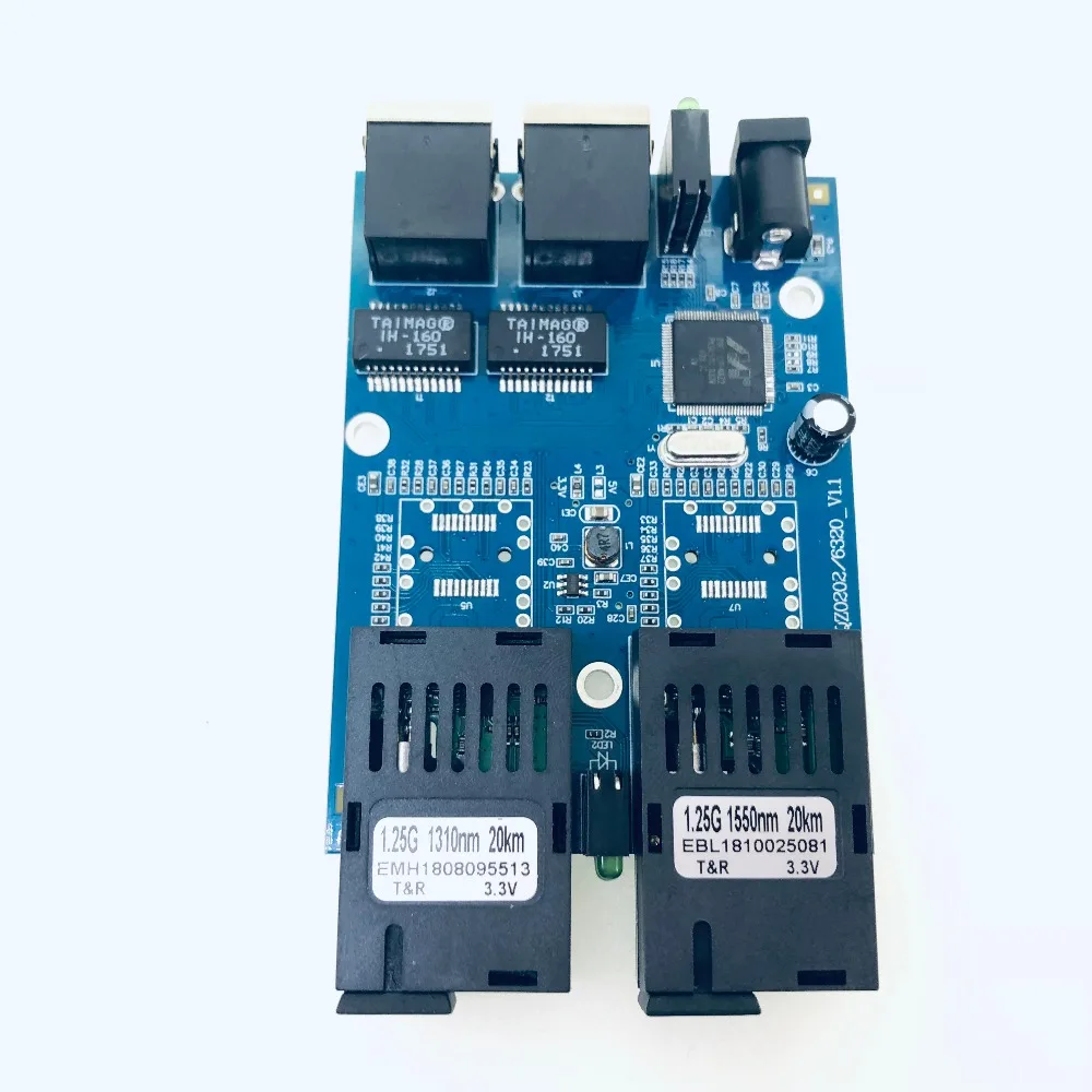 

10/100/1000M Gigabit Ethernet switch Ethernet Fiber Optical Media Converter Single Mode 2 RJ45 UTP and 2 SC fiber Port Board PCB