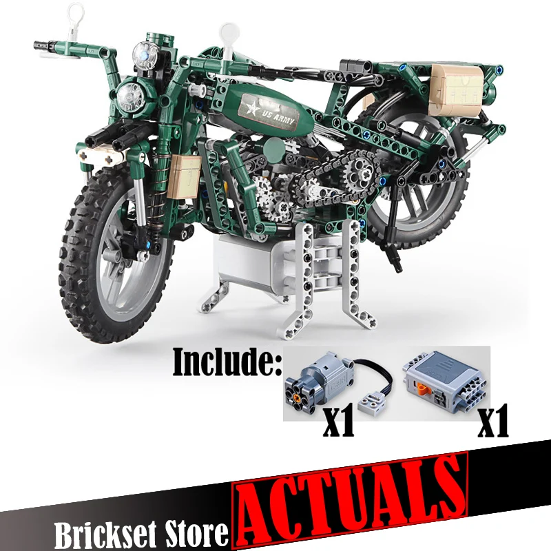 

Power Function Military Motorcycle Technic 550pcs Scale Model with Motor Building Block Brick Toys For Kids compatible legoingly
