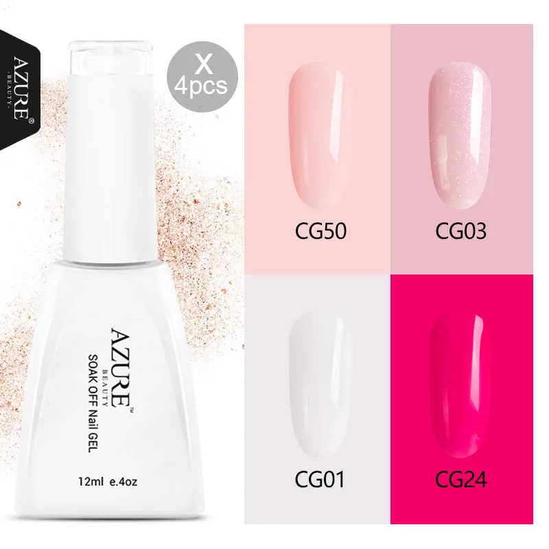 

Azure Beauty 4Pcs/Lot Glitter UV Nail Gel Polish Set Soak Off Long Lasting Salon Hybrid Gel Led Nail Polish Nail Art Gel Kits