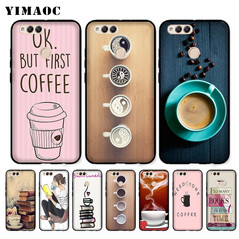 

YIMAOC Ok But First Coffee Book Soft Case for Huawei Honor Note 10 9 Lite 8C 8X 8 Lite 7X 7A 3GB Pro 7C 6A