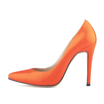 

women shoes patent pu high heels pointed corset style work women pumps court shoes Orange