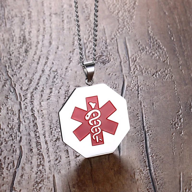 Mprainbow Necklaces Men Stainless Steel Medical Alert ID Tag Pandent