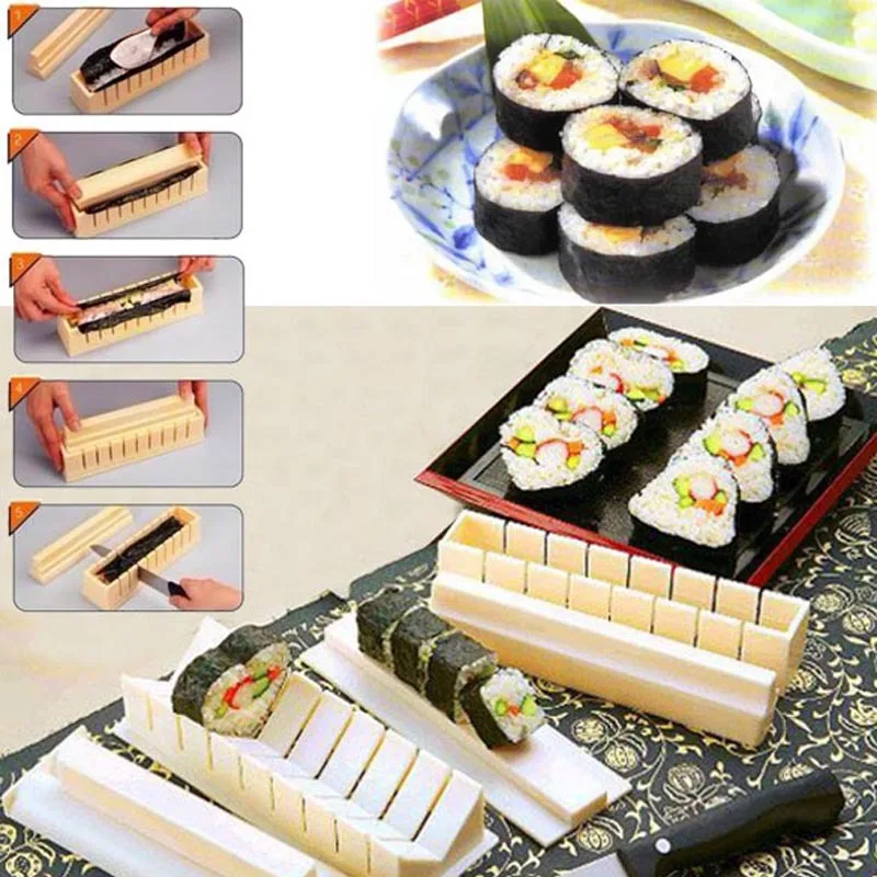  High Quality 11Pcs/set DIY Sushi Maker Rice Mold Kitchen Sushi Making Tool Set sushi mold,cooking tools,Set for sushi roll 