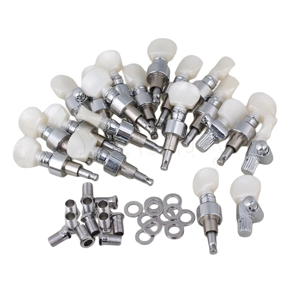 

Yibuy 5 String Banjo Geared Machine Head with Pearled Pegs Chrome