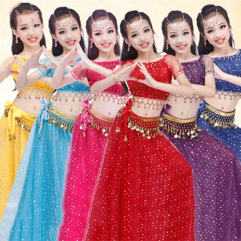 

Oriental Dance Costumes Sexy Indian Dress Belly Dance Costumes Girls Kids Children Bollywood Clothes Performance Wear DN1620