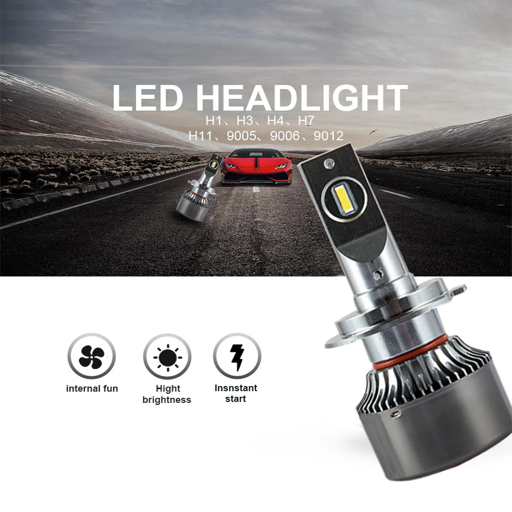 Автомобильные светодиодные лампы H7 H4 con Lumileds 6000 K Led 12000LM 50 Вт/комплект лампада H1