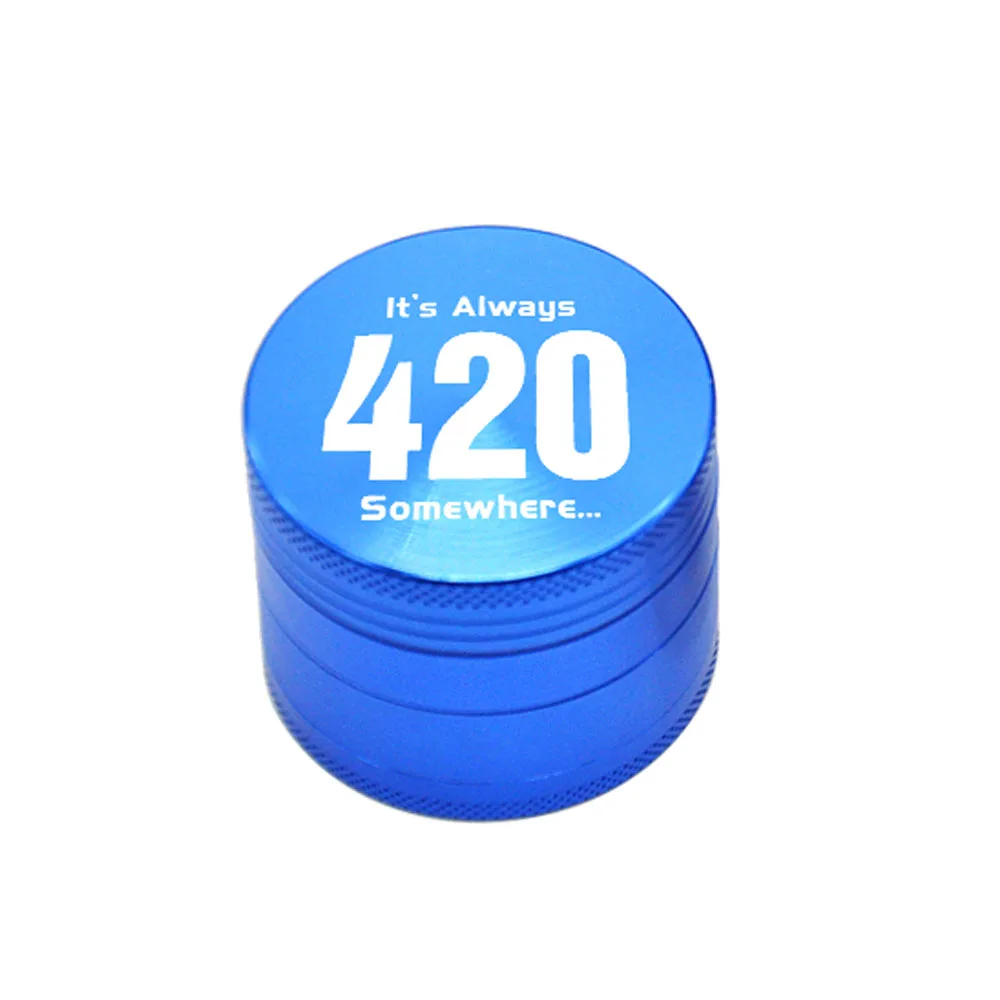 420-Blue HONEYPUFF 50 мм 4 части CNC алюминиевый измельчитель металла табака травы Точильщик курительная дробилка Мы можем настроить ваш логотип - Цвет: 420-Blue