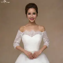 LZP079 болеро с длинным рукавом Белый Свадебный жакет кружевное болеро жакет