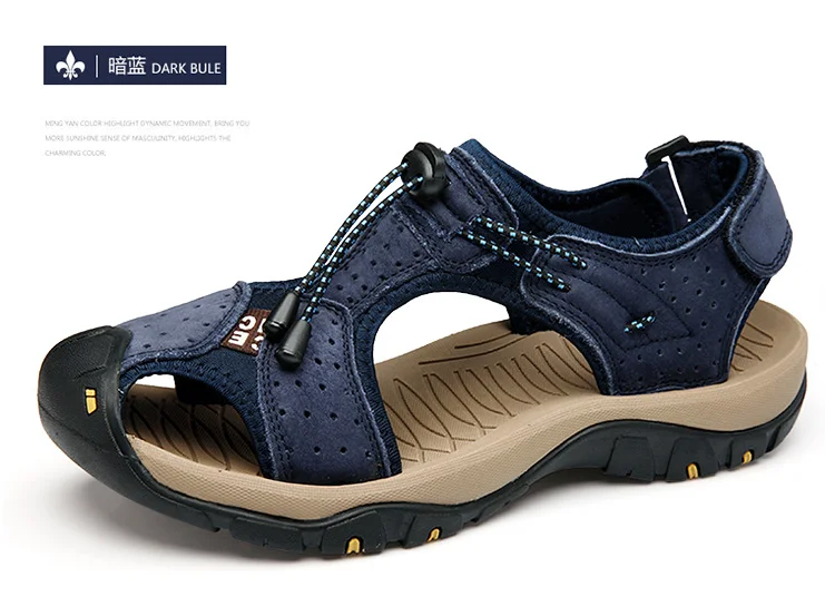 Summer Genuine Leather Breathable Men Sandals Casual Comfort Hook Loop Design Flats Shoes Fashion Beach Shoes Male Loafers Z90