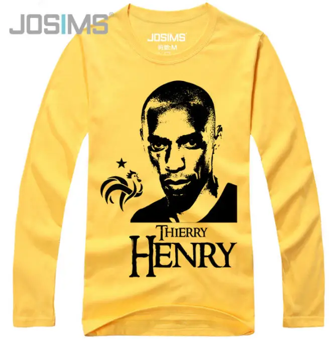 yellow Thierry Henry/футболка с длинными рукавами; сезон весна-осень; модные хлопковые рубашки с 3d принтом для мужчин; Повседневная футболка для подростка; большие размеры; рубашки; A1537 - Цвет: yellow