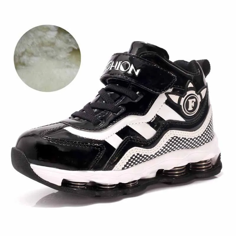 

Boys Shoes Winter Children's Shoes Long Plush Velvet Warm Sports Spring Soft Rubber Black Cotton Hook & Loop Shoes Kids Sneakers