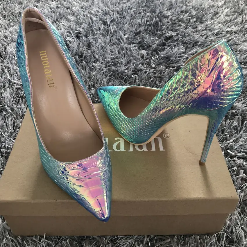 Women Shoes Stiletto 12cm/10cm/8cm High Heels Women Pumps Snake Printing Leather Pointed Toe Ladies Party Wedding Woman Shoes