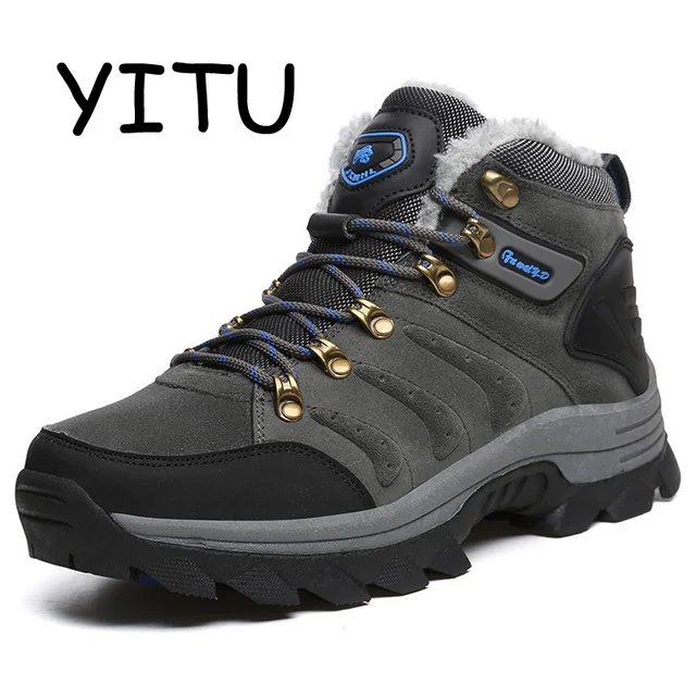 YITU 2018 Winter Outdoor Hiking Boots Men Waterproof Leather Hiking Shoes Sport Sneakers Breathable Hunting Trekking Shoes Brand