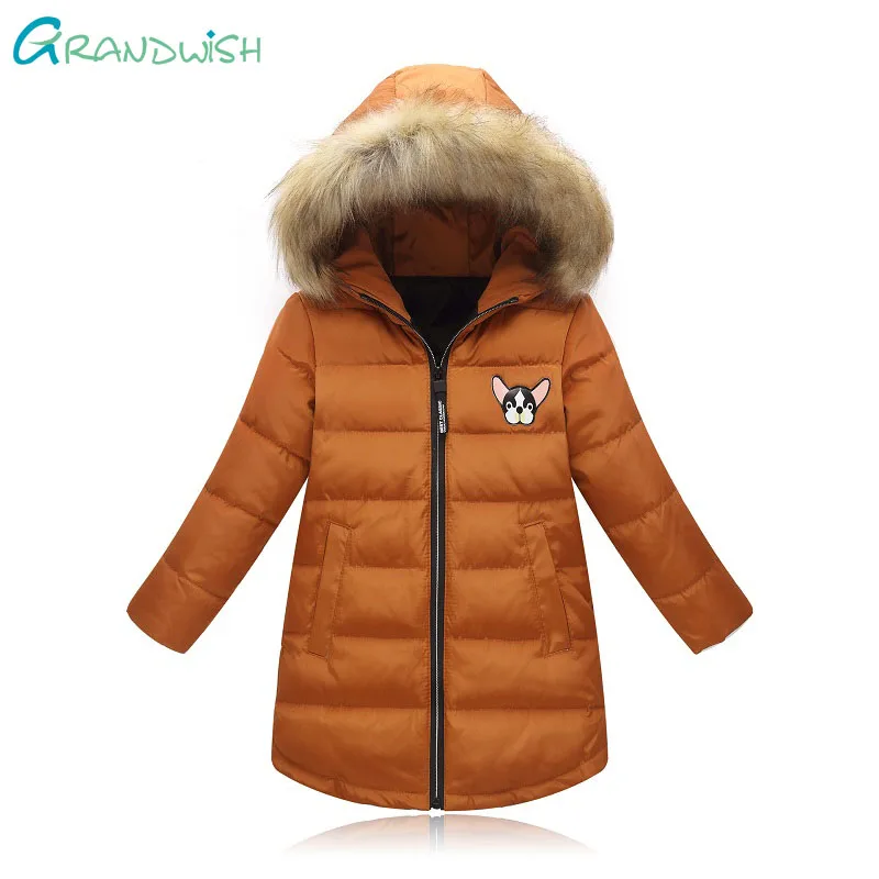 

Grandwish Girl Slim Winter Warm Down Jacket Girl's Thicken Long hooded Jacket Children's New Outerwear 6T-14T, JC229