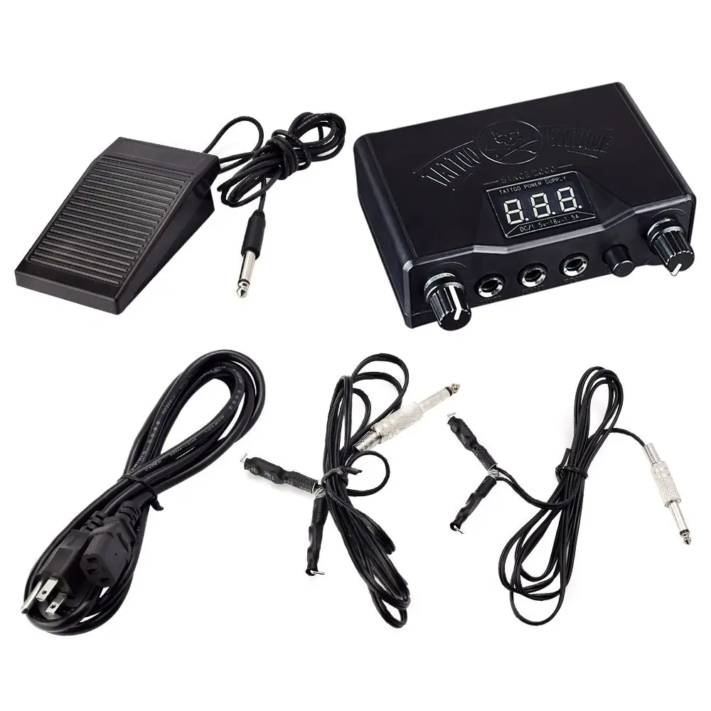 Fuente de Poder Pedal com Cabo de Alimentação Preto Tattoo Power Supply Lcd Digital Dual Alimentação Tatuaje Tatouage Clip Cord Kit 11 Dual Alimentação Fuente de Poder Tatuaje Tatouage
