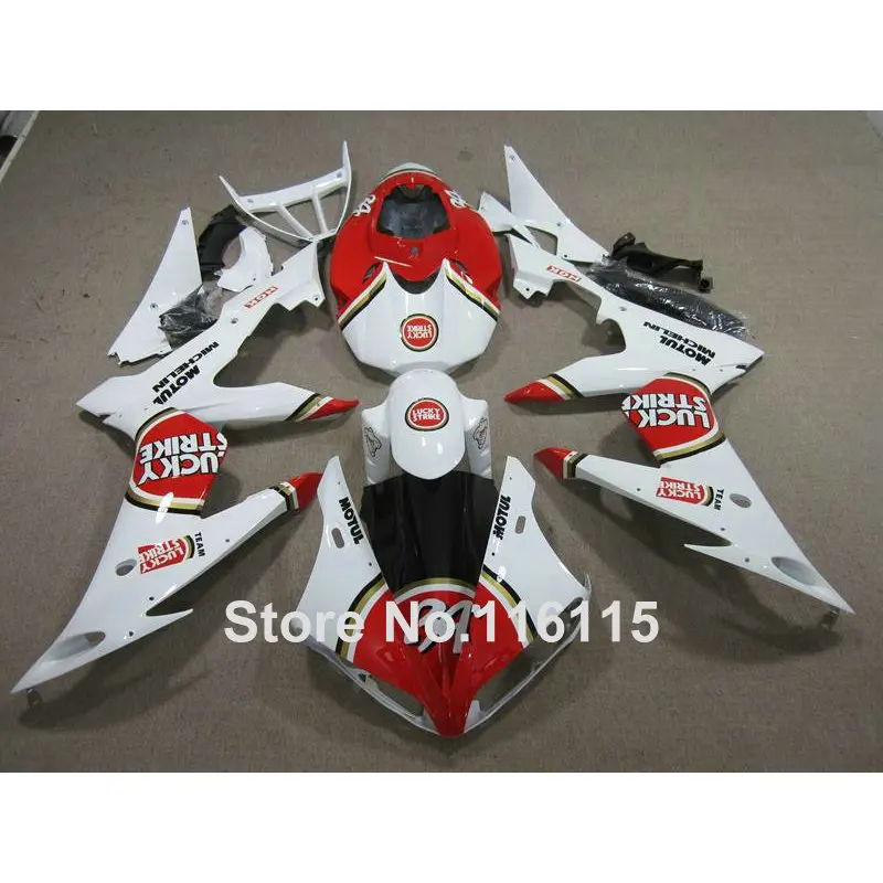 MOTOMARTS ГОРЯЧИЙ обтекатель комплект для YAMAHA YZF R1 2004 2005 2006 белый красный LUCKY STRIKE
