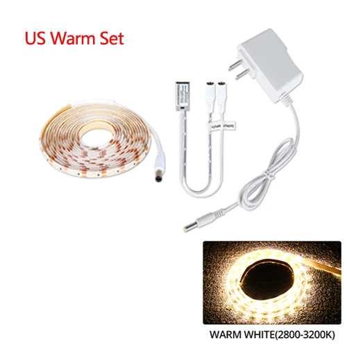 US Warm White Set Ручной переключатель развертки под шкаф кухня 2835 светодиодные ленты PIR датчик движения полосы Luz Armario Cocina гардероб спальня огни - Цвет: US Warm White Set