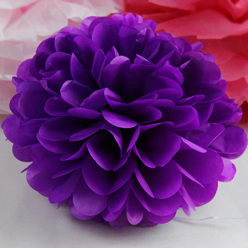 6 дюймов 15 см тканевая бумага Pom Poms цветок шар помпон для дома сад Свадьба детский душ День рождения украшение для детских поделок сделай сам - Цвет: Сливовый