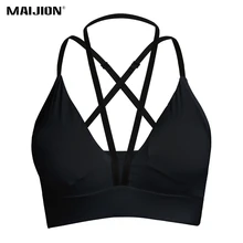 MAIJION, сексуальный, глубокий v-образный вырез, ударопрочный спортивный бюстгальтер для женщин, с открытой спиной, для фитнеса, йоги, бюстгальтер, топы, пуш-ап, Спортивное нижнее белье, для бега, спортзала, с подкладкой, жилет