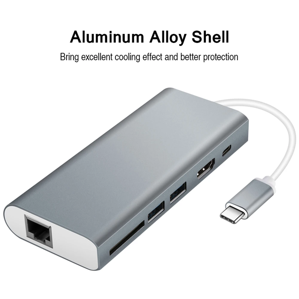 Тип usb C 3 1 концентратора многопортовый зарядка PD RJ45 Gigabit Ethernet 0 HDMI 4 K