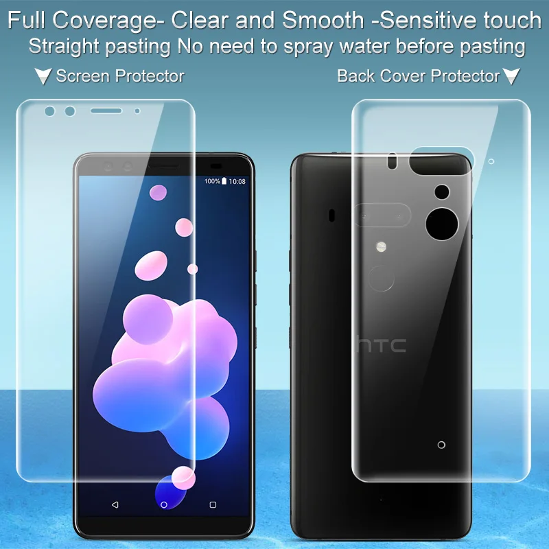 

For HTC U12 Plus Screen Protector IMAK 3D Full Cover 2Pcs Front + 2Pcs Back Soft Hydrogel Screen Protector For HTC U12 Plus U12+