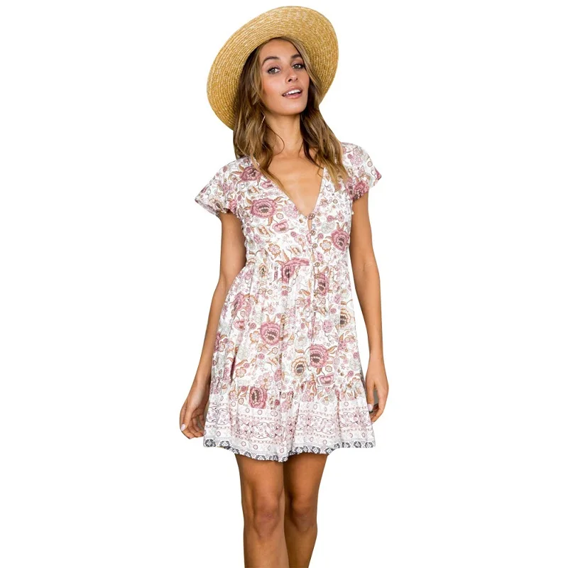 WHZHM Vestidos Кнопка Лето 2019 женское вечернее платье красное с коротким рукавом