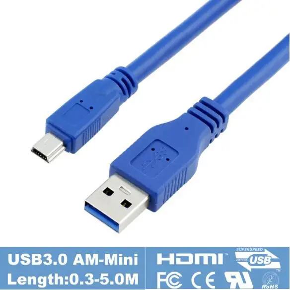 

Mini USB 3.0 Cable Mini 10pin 30cm 60cm 100cm 150cm 1ft 2ft 3ft 5ft For tablets camcorders HUB HDD philips 10P Connector