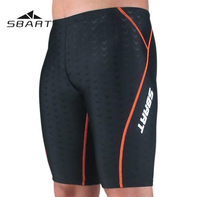 Best Price SBART 2018 Men's Professional Knee-length Swimwear Competition Sharkskin Swimming Trunks Diving Snorkeling Surfing Shorts