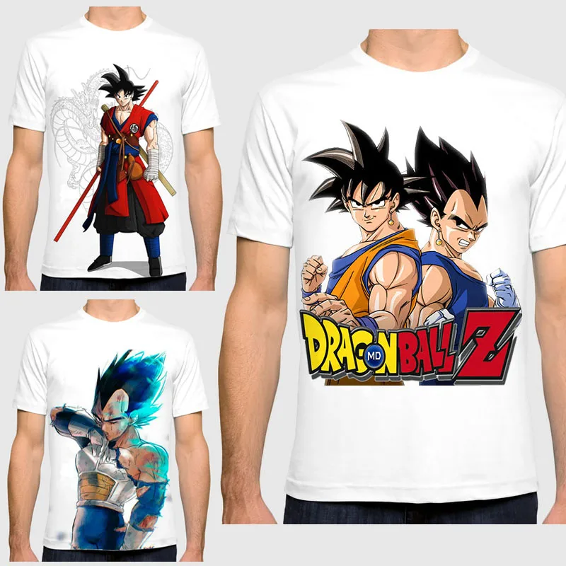 Плюс Размеры Для мужчин новая мода японского аниме Гоку принт летние топы Dragon Ball