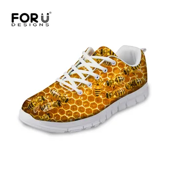 

FORUDESIGNS Flats Shoes Men Casual Autumn Breathable Comfortable Shoes 3D Animal Bee Printed Leisure Shoes for Teenage Boys Man