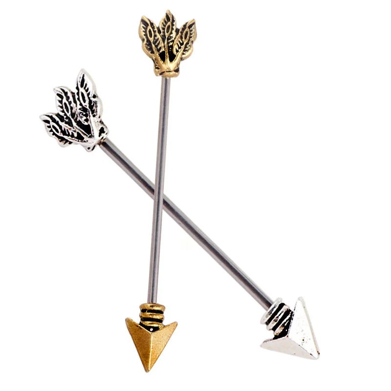 

1pcs stainless steel 14Gauge life tree arrow mark industrial piercing barbell long stud earring piercing body jewelry cartilage