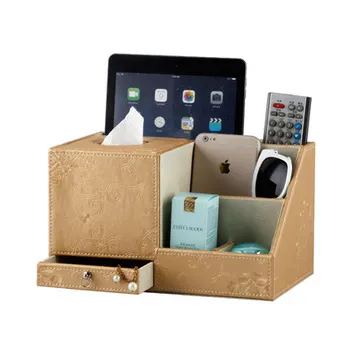 

imitation Leather multifunctional creative desktop box mobile phone remote control tissue storage box