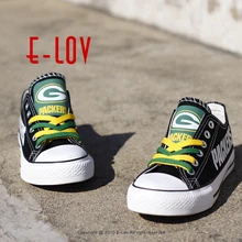 Wisconsin Green Bay Packers Super Bowl Printing Canvas Shoes Elite Aaron Rodgers MVP Champ Fans Customize Painted Shoe Souvenirs
