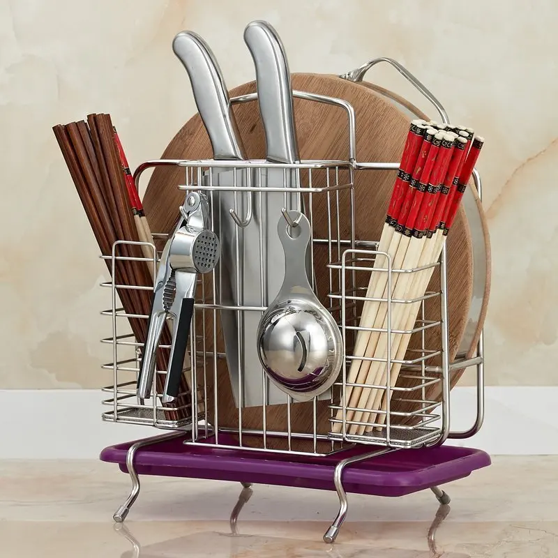 

Cutting Boards Organizer/Knives Block/Bakeware Rack with Drainboard