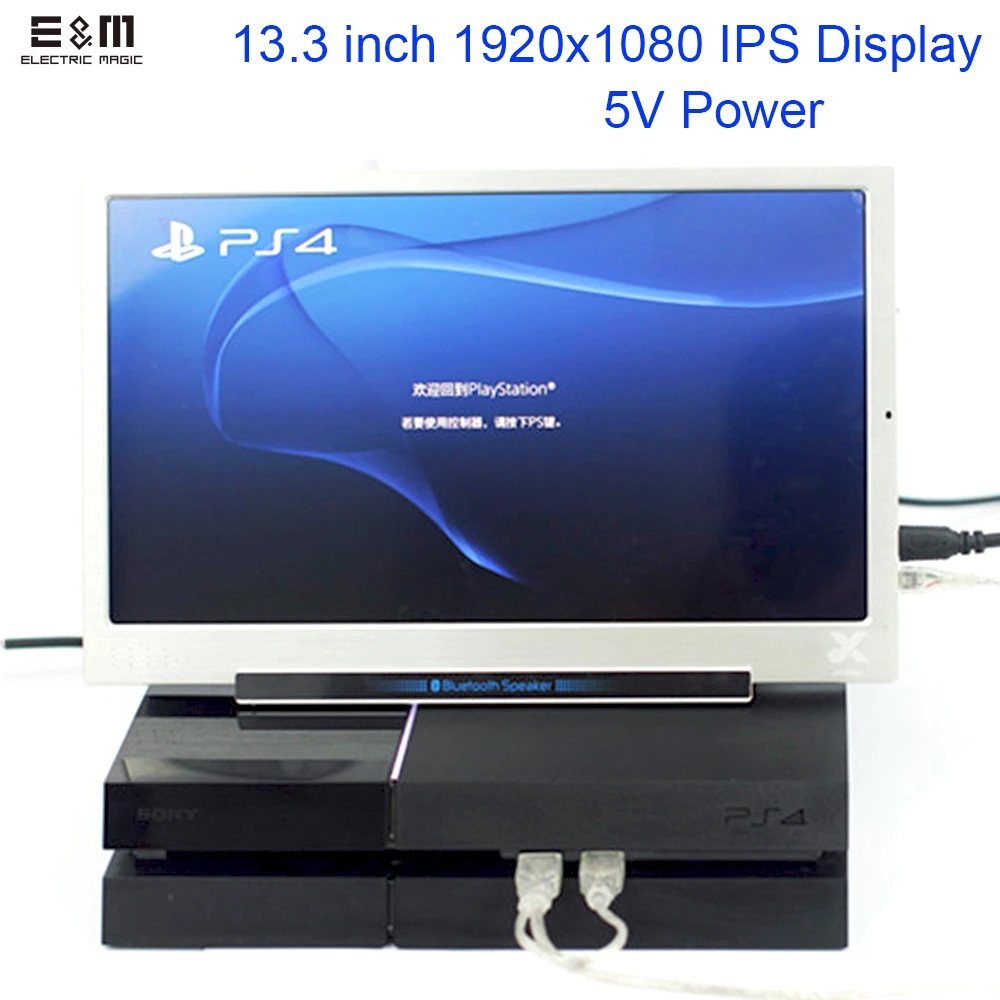 E & M 5V Power 13 3 дюйма 1920*1080 портативный игровой дисплей IPS Mini HDMI 1080 P VGA USB автомобильный
