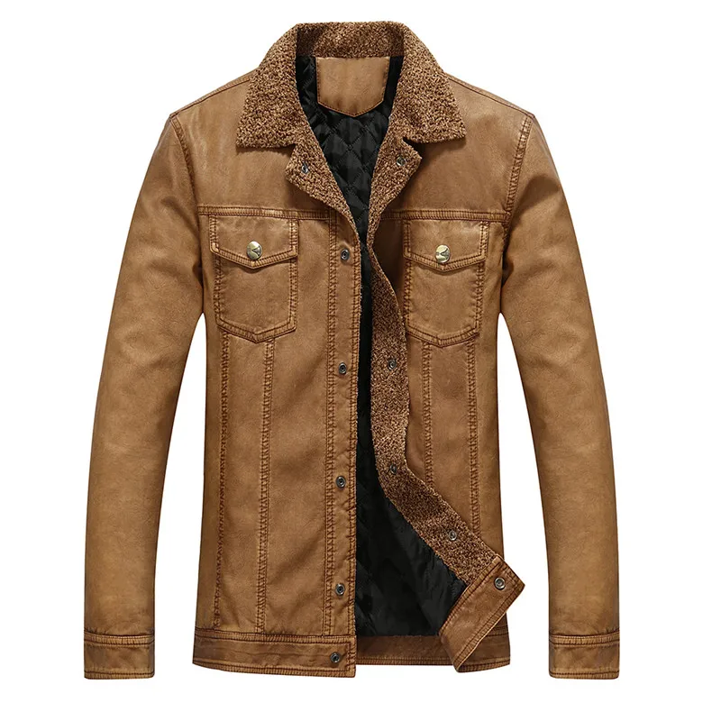 Hot high quality men's leather jacket casual windbreaker