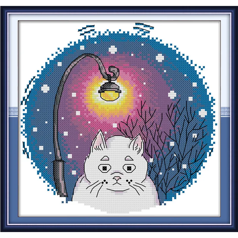 Blue white cat 11CT 14CT DIY Counted Cross Stitch Sets For Needlework Embroidery DMC Kits Set | Дом и сад
