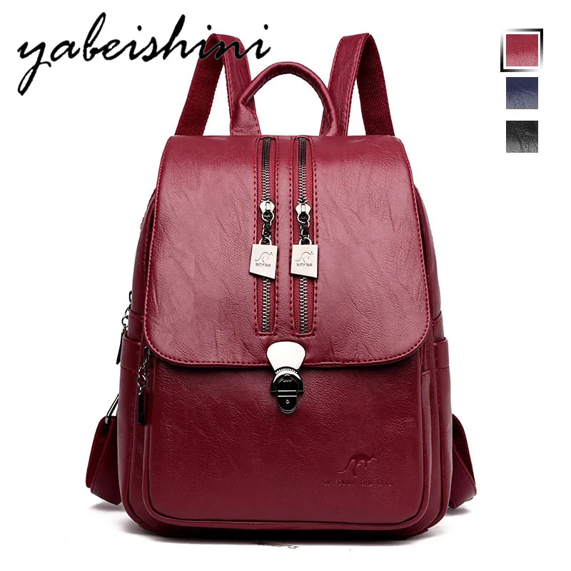 

Large capacity ladies travel backpack Multifunctional high quality leather backpack Student bag Women's Mochilas shoulder bag