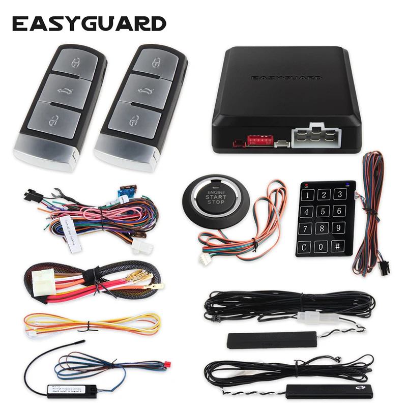 Easyguard rolling code PKE комплект автосигнализации psssive бесключевая Система дистанционного запуска двигателя кнопка запуска сенсорный ввод пароля
