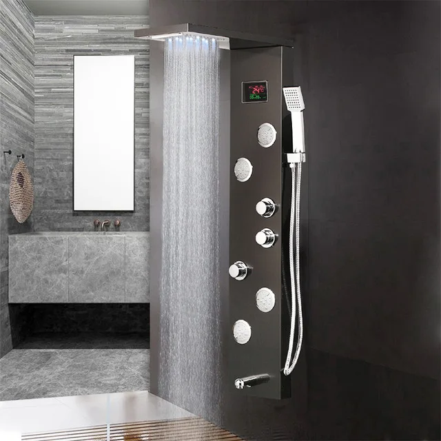 KEMAIDI Ванная комната черный набор для душа Настенные " смеситель для душа в форме дождя кран 3-функции смеситель клапан