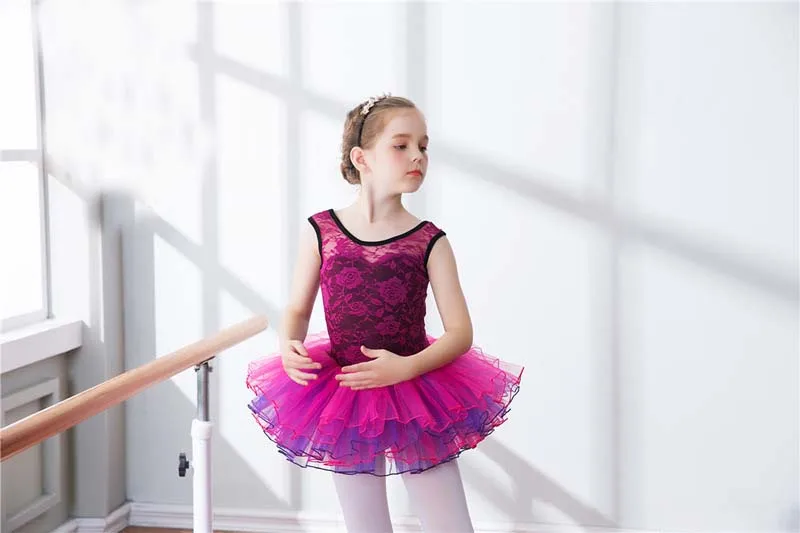 От 3 до 16 лет платье балетное для девочки гимнастическое трико Романтическое Платье-пачка сценическая Одежда для танцев Детская летняя одежда для сцены