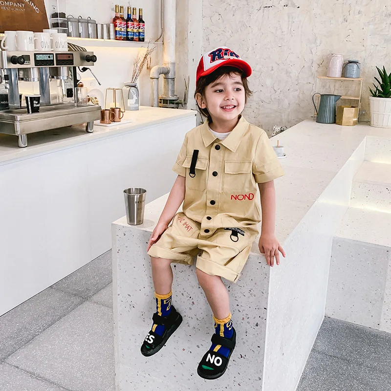 

Children's jumpsuit tooling suit short-sleeved shorts children's clothing baby romper 2019 summer tide foreign boy