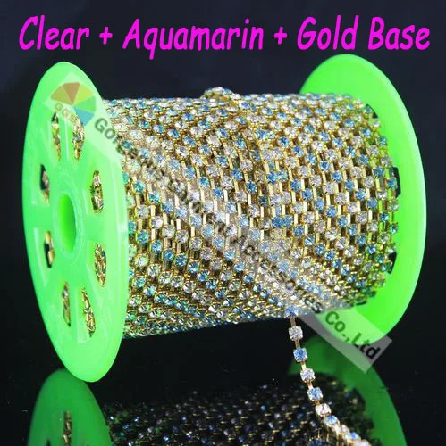 

2 yards SS16 4mm Aquamarin Alternated Crystal Chain Silver Gold Tone For DIY horse browband costume accessories Rhinestone Trim
